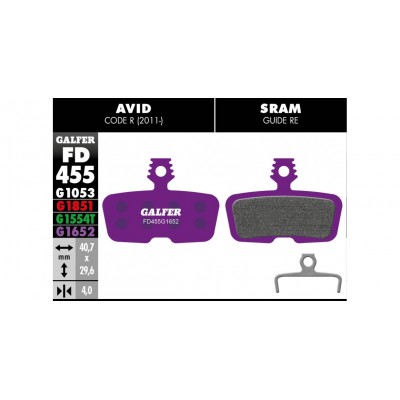 Plaquettes GALFER AVID CODE R 2011 E-BIKE VIOLET