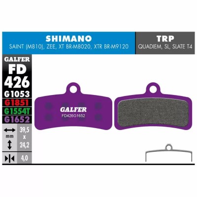 Plaquettes GALFER SHIMANO SAINT 810, ZEE E-BIKE VIOLET